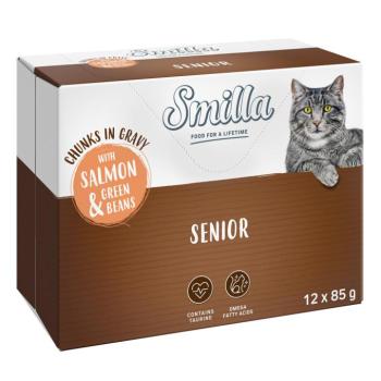 12x85g Smilla Senior falatok zöldséggel szószban lazac & zöldbab nedves macskatáp kép