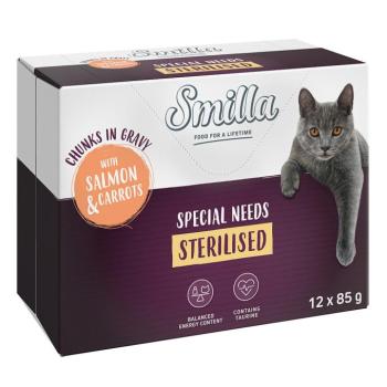12x85g Smilla Sterilised falatok zöldséggel lazac & sárgarépa nedves macskatáp kép