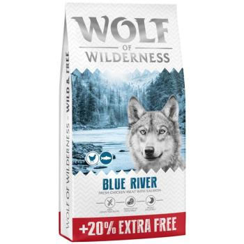14,4kgWolf of Wilderness Blue River lazac - gabonamentes száraz kutyatáp 12 + 2,4 kg ingyen akcióban kép
