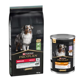 16kg PURINA PRO PLAN Adult Sensitive Digestion száraz kutyatáp+12x400g pulyka nedvestáp ingyen kép