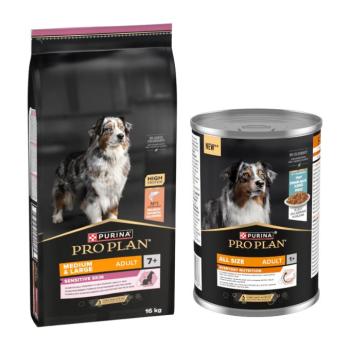 16kg PURINA PRO PLAN Adult Sensitive Skin lazac száraz kutyatáp+12x400g hal nedvestáp ingyen kép