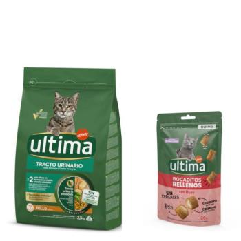 2,5 kg Ultima Urinary Tract csirke száraz macskatáp+60g Ultima töltött falatkák marhával kutyasnack ingyen kép