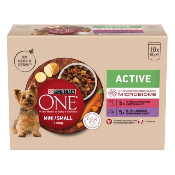 20x85g PURINA ONE Mini Active marha & kacsa nedves kutyatáp kép