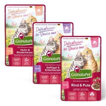 24x100g GranataPet Delicatessen szószban Szárnyas mix (3 változattal) nedves macskatáp kép