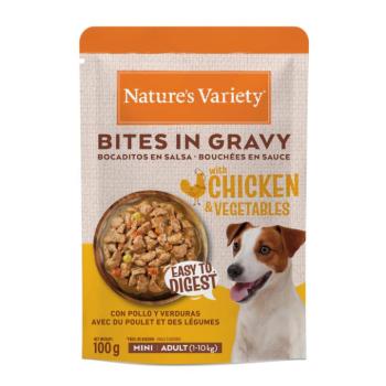 24x100g Nature's Variety Bites Mini Adult szószban nedves kutyatáp - Csirke & zöldség kép
