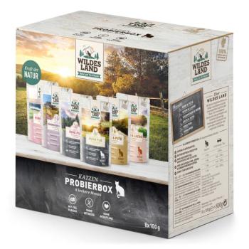24x100g Wildes Land Cat vegyes csomag nedves macskaeledel 6 változattal kép