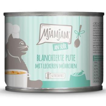 24x185g MjAMjAM szószban gazdaságos csomag nedves macskatáp - Blansírozott pulyka ízletes sárgarépával kép