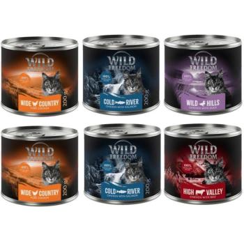 24x200g Wild Freedom Adult nedves macskatáp- Vegyes csomag II (2 x csirke, 2 x lazac, 1x marha, 1x kacsa kép