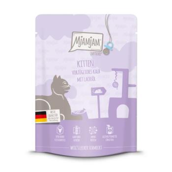 24x300g MjAMjAM Quetschie Kitten borjú & lazacolaj nedves macskatáp kép