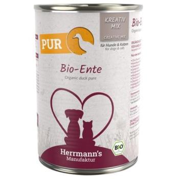 24x400g Herrmann's Kreativ Mix Bio kacsa étrend-kiegészítő eledel kutyáknak kép