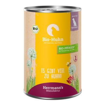 24x400g Herrmann´s Selection Sensible bio csirke, bio sárgarépa & bio rizs nedves kutyatáp kép