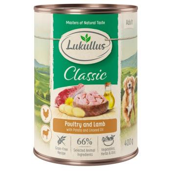 24x400g Lukullus Naturkost Adult szárnyas & bárány (gabonamentes ) nedves kutyatáp kép