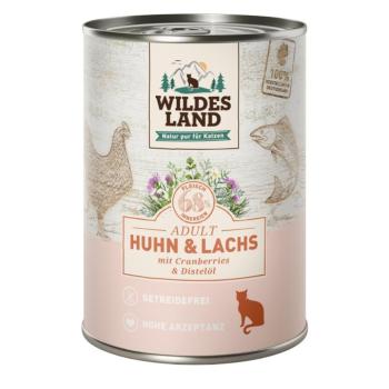 24x400g Wildes Land Adult Cat Csirke & lazac áfonyával nedves macskatáp kép