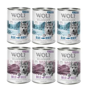 24x400g Wolf of Wilderness JUNIOR kutyatáp - Vegyes csomag kép