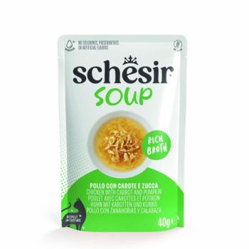 24x40g Schesir Cat Soup csirke, sárgarépa & sütőtök étrend-kiegészítő eledel macskáknak kép