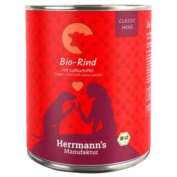 24x800g Herrmann's Classic Bio Menü Bio marha & bio édesburgonya nedves kutyatáp kép
