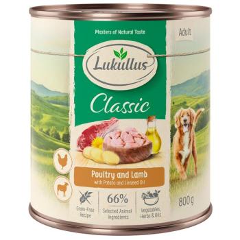 24x800g Lukullus Naturkost Adult szárnyas & bárány (gabonamentes) nedves kutyatáp kép