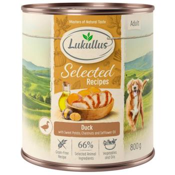24x800g Lukullus Naturkost Selected Recipes: finom kacsaszív nedves kutyatáp kép
