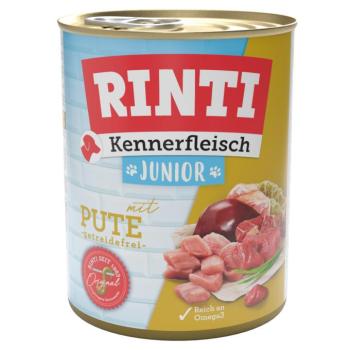 24x800g RINTI ínyenceknek gazdaságos csomag nedves kutyatáp - Junior pulyka kép