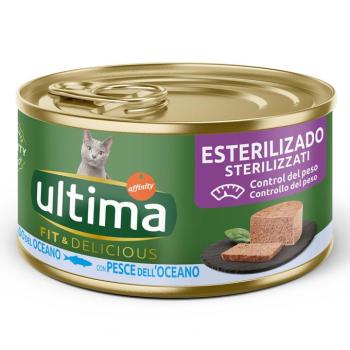 24 x 85 g Ultima Delicious Mousse Sterilized tengeri halas nedves macskaeledel kép