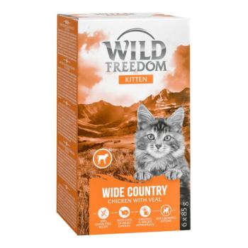 24x85g Wild Freedom Kitten Wide Country borjú & csirke tálcás nedves macskatáp kép