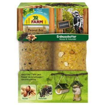 2db (2x350g) Extra utántöltő: JR Garden Peanut Bar földimogyoró szelet, diófélék & bodza (torony NÉLKÜL), étrend-kiegészítő eledel vadon élő madaraknak
