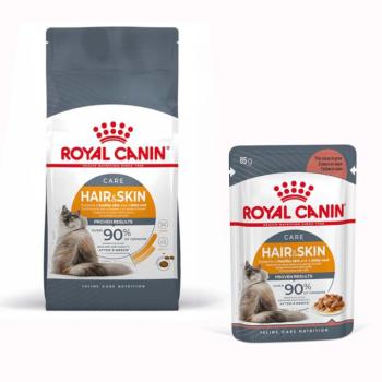 2kg Royal Canin Hair & Skin Care száraz macskatáp +12x85g Hair & Skin szószban nedvestáp kép