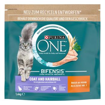 2x1,4kg PURINA ONE Coat & Hairball száraz macskatáp kép