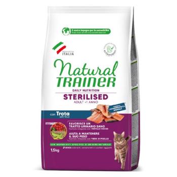 2x1,5kg Natural Trainer Cat Sterilised pisztráng száraz macskatáp kép