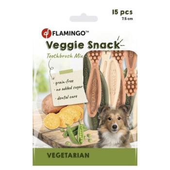 2x120g (30x7,5cm) Flamingo Veggie fogkefe mix kutyasnack kép