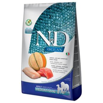 2x12kg N&D Ocean Medium & Maxi lazac, tőkehal & dinnye száraz kutyatáp kép