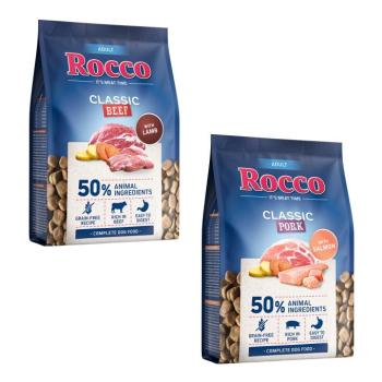 2x1kg Rocco Classic Adult száraz kutyatáp vegyes próbacsomagban (marha & bárány + sertés & lazac) kép