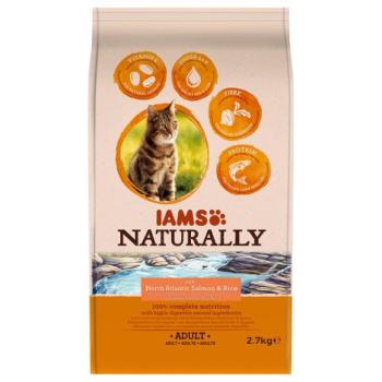 2x2,7kg IAMS Naturally Cat Adult lazac száraz macskatáp kép