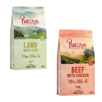 2x400g Purizon száraz macskatáp vegyes próbacsomagban - Bárány & hal + marha & csirke kép