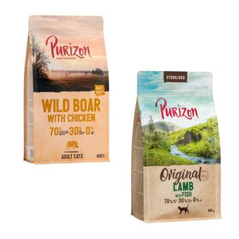 2x400g Purizon száraz macskatáp vegyes próbacsomagban - Bárány & hal + vaddisznó & csirke kép