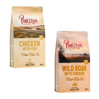 2x400g Purizon száraz macskatáp vegyes próbacsomagban - Csirke & hal + vaddisznó & csirke kép