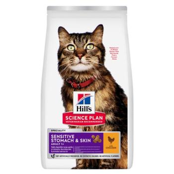 2x7kg Hill's Science Plan Sensitive Stomach & Skin Adult 1+ csirke száraz macskatáp kép