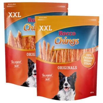 2x900g Rocco Chings kutyasnack XXL csomagban vegyesen: szárított csirkemell 900g + csirkemell csíkok 900 g kép
