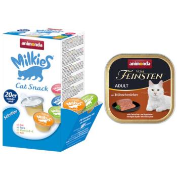 32x100g animonda vom Feinsten csirkemáj nedves macskatáp + 20x15g Milkies macskasnack kép