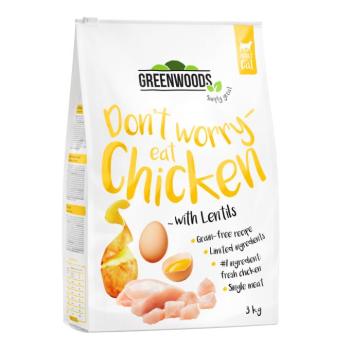 3kg Greenwoods csirke, lencse, burgonya & tojás száraz macskatáp
