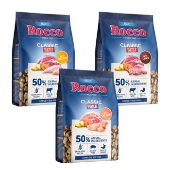 3x1kg Rocco Classic Adult száraz kutyatáp vegyes próbacsomagban (marha & bárány + sertés & lazac + marha & csirke) kép