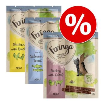 3x3 csomag 18g Feringa Sticks macskasnack- 3-as vegyes csomag (lazac, pulyka, nyúl) kép