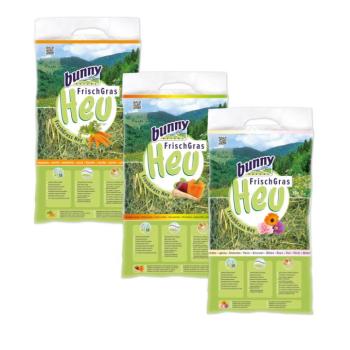 3x500g Bunny FreshGrass széna-szett sárgarépával, zöldségekkel, virágokkal kisállatoknak kép