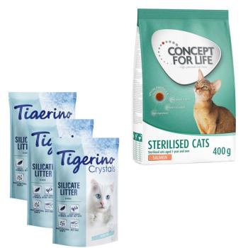 3x5l Tigerino macskaalom + 400g Concept for Life Sterilised Cats száraz macskatáp kép
