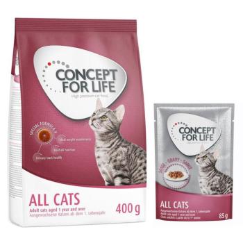 400g All Cats Concept for Life száraztáp + 12x85g nedvestáp szószban kép