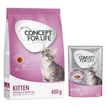 400g Kitten Concept for Life száraztáp + 12x85g nedvestáp szószban kép