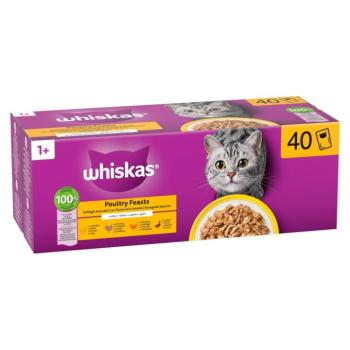 40x85g Whiskas 1+ Adult szárnyasválogatás aszpikban nedves macskatáp