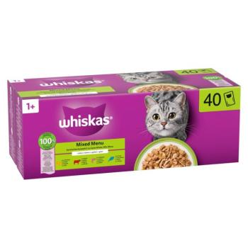 40x85g Whiskas 1+ Adult vegyes válogatás aszpikban nedves macskatáp kép