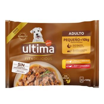 44x100g Ultima Delicious Adult Mini csíkok szószban csirke & marha nedves kutyaeledel kép