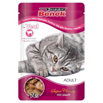 48x100g Super Benek Super Chunks Borjú szószban nedves macskaeledel kép